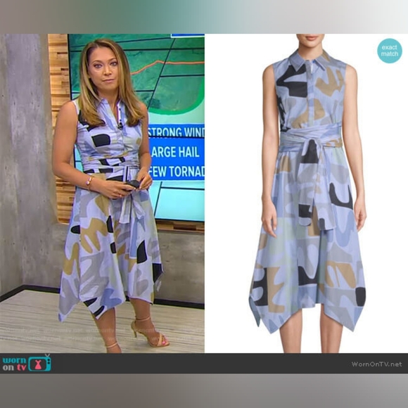 Lafayette 148 New York Cordelia Printed Midi Shirt Dress Designer - Picture 2 of 12